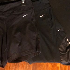 NIKE dri fit women’s size small black shorts capris pants 3 PIECE LOT